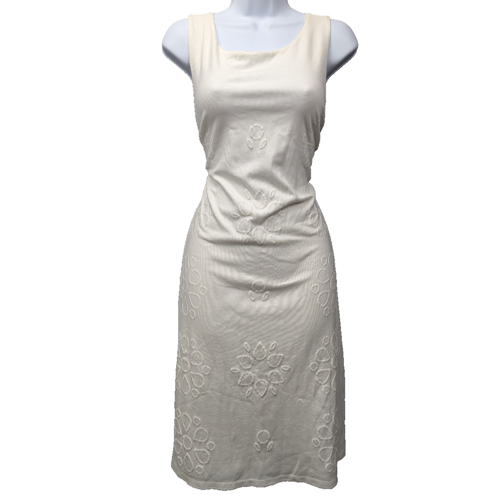 Desigual Midi Dress Womens XL White Floral Embossed Event Y2K Minimal Capsule